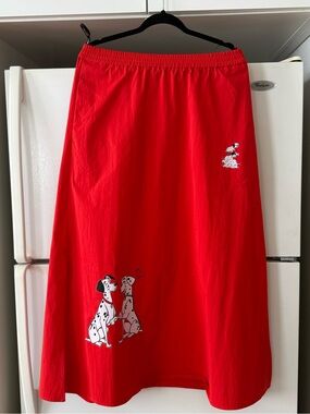 Kenneth Cole Red Maxi Skirt with Dalmatian Motif